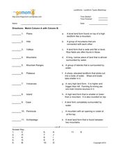 landform worksheet 4th grade