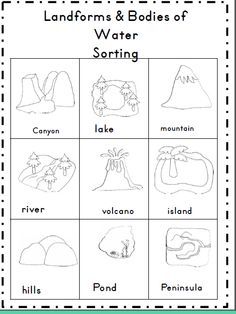 landforms and bodies of water worksheet