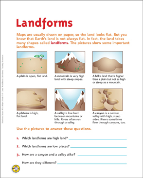 Landforms: Map Skills (Grade 3) | Printable Maps, Skills Sheets