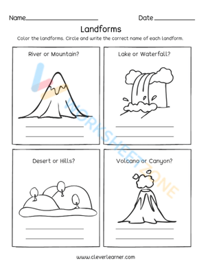 Free Printable Landforms Worksheets for Educators