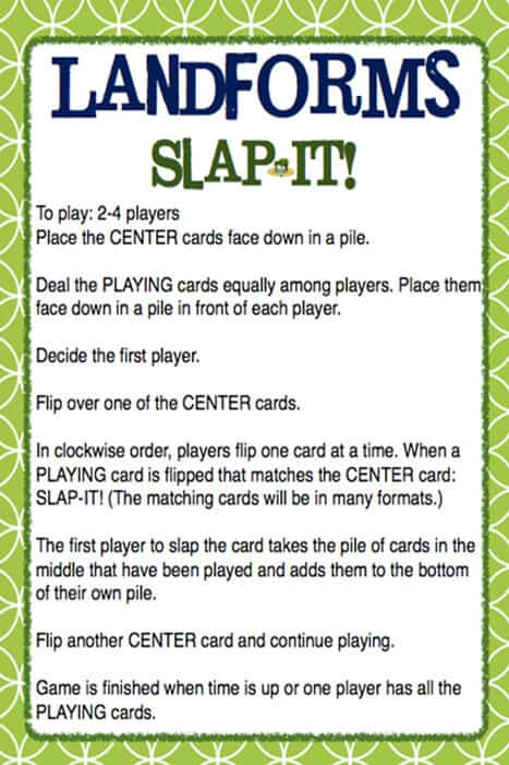 landforms vocabulary cards