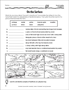 On the Surface (Social Studies Vocabulary) | Printable Skills Sheets