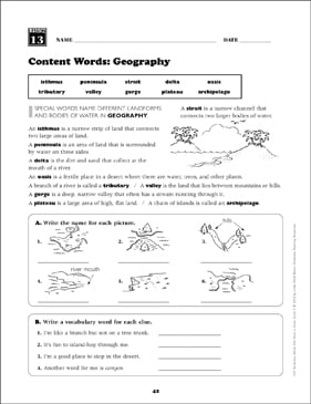 Landforms and Geography Worksheets, Activities &  Printable Lesson ...
