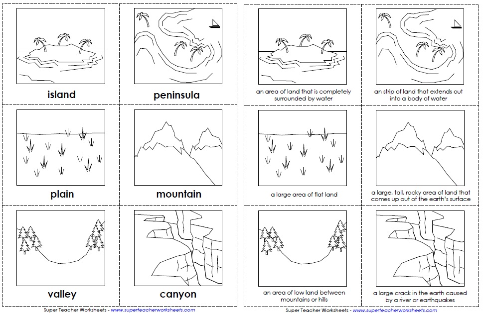 landforms worksheet for kids