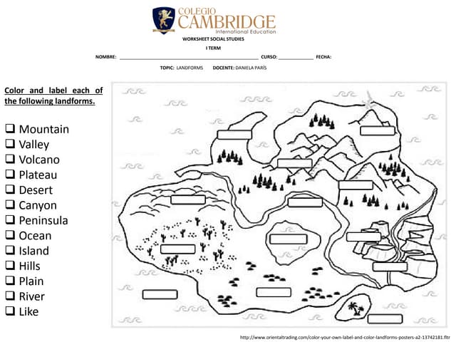 Worksheet 3 landforms | PPT