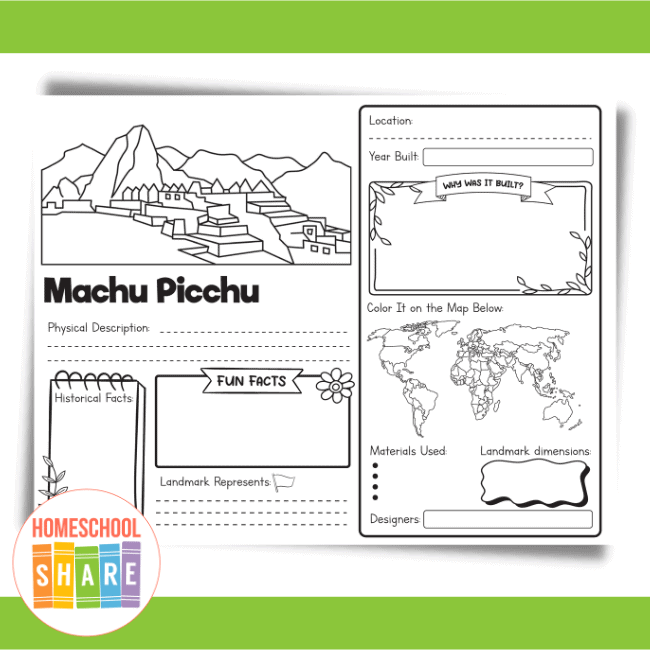 Famous Landmark Worksheets (free!) - Homeschool Share