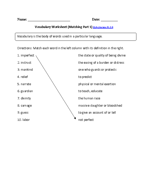 English Worksheets | 3rd Grade Common Core Worksheets