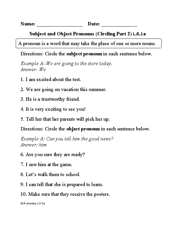 language arts 6th grade worksheet