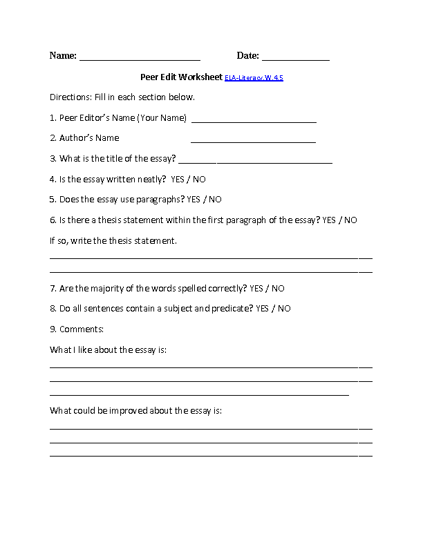 English Worksheets | Common Core Aligned Worksheets
