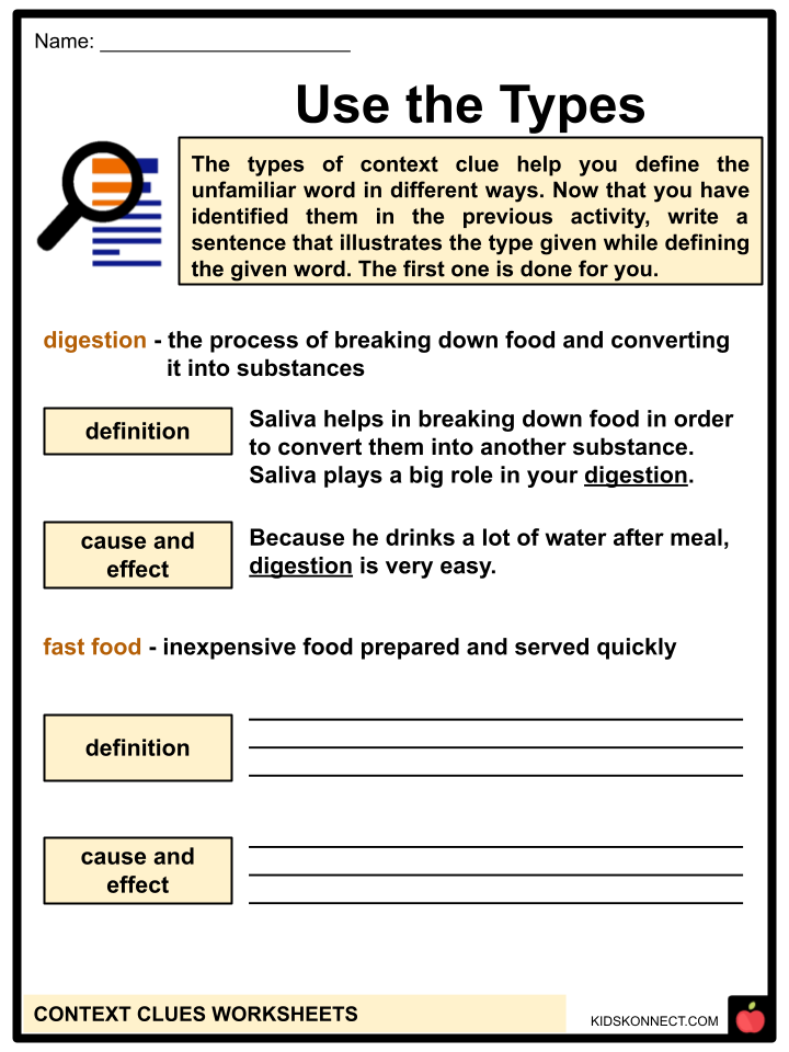language arts context clues worksheet answers