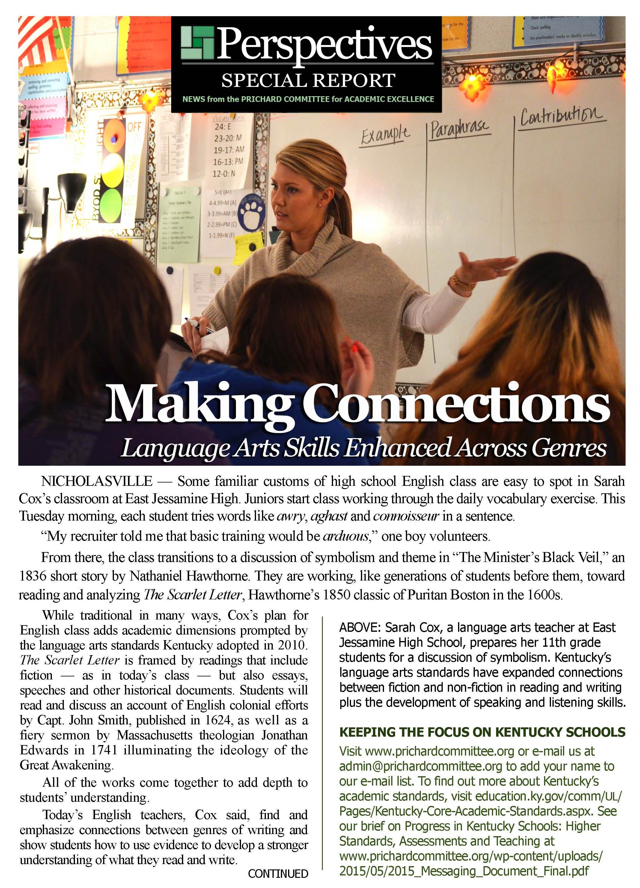 PERSPECTIVES SPECIAL REPORT Making Connections Language Art