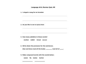 language arts worksheet 8th grade