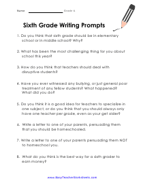 language arts worksheet for 6th grade
