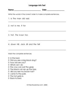 language arts worksheet grade 4