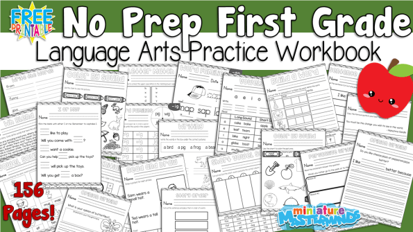 First Grade Language Arts Practice No Prep Worksheet Workbook 150+ ...