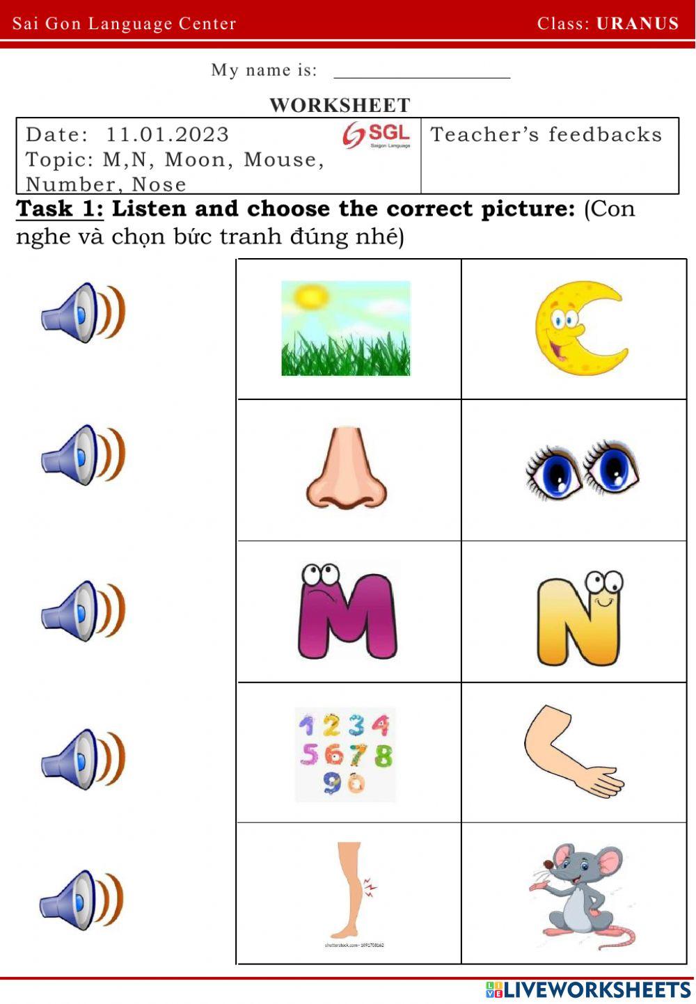 All the words begin with N Intermediate - ESL worksheet by anahutten
