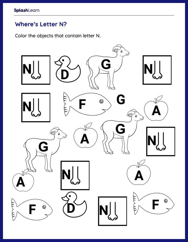Letter N Worksheets for Kids Online - SplashLearn