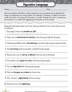 7th grade figurative language worksheets - Google Search ...