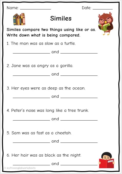 Figurative Language Worksheets | Free Printables | English