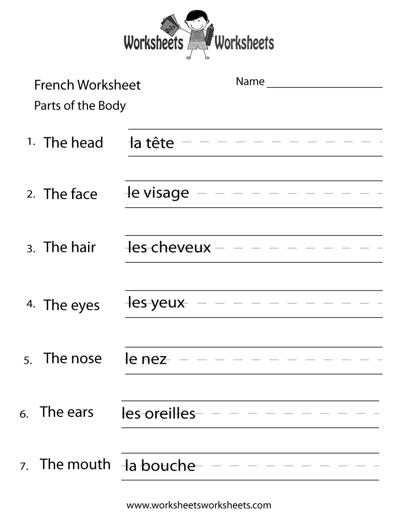 French Body Parts Worksheet | Worksheets Worksheets