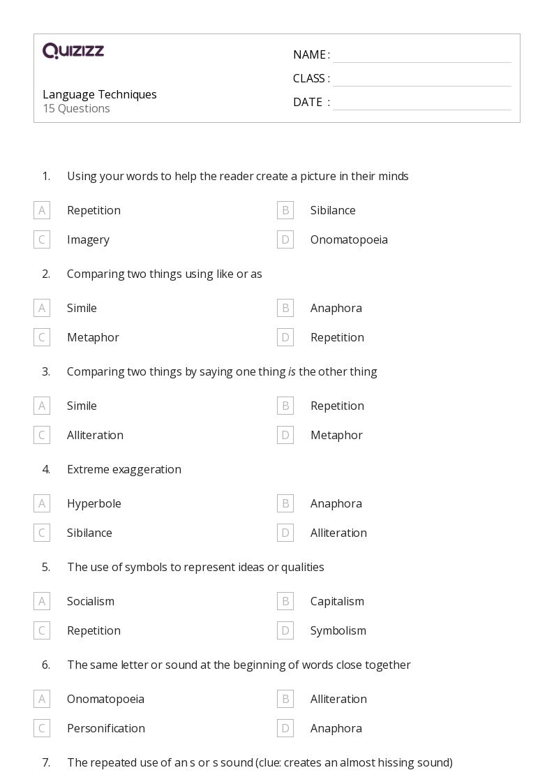 50+ Language worksheets for 8th Year on Quizizz | Free &  Printable