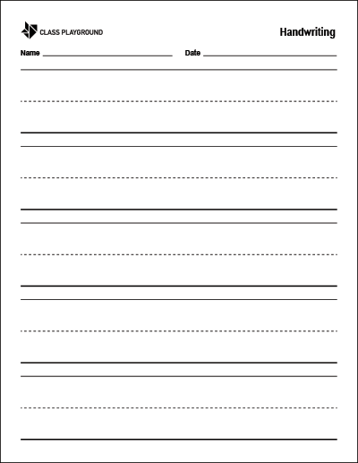 Printable Handwriting Paper Large - Class Playground
