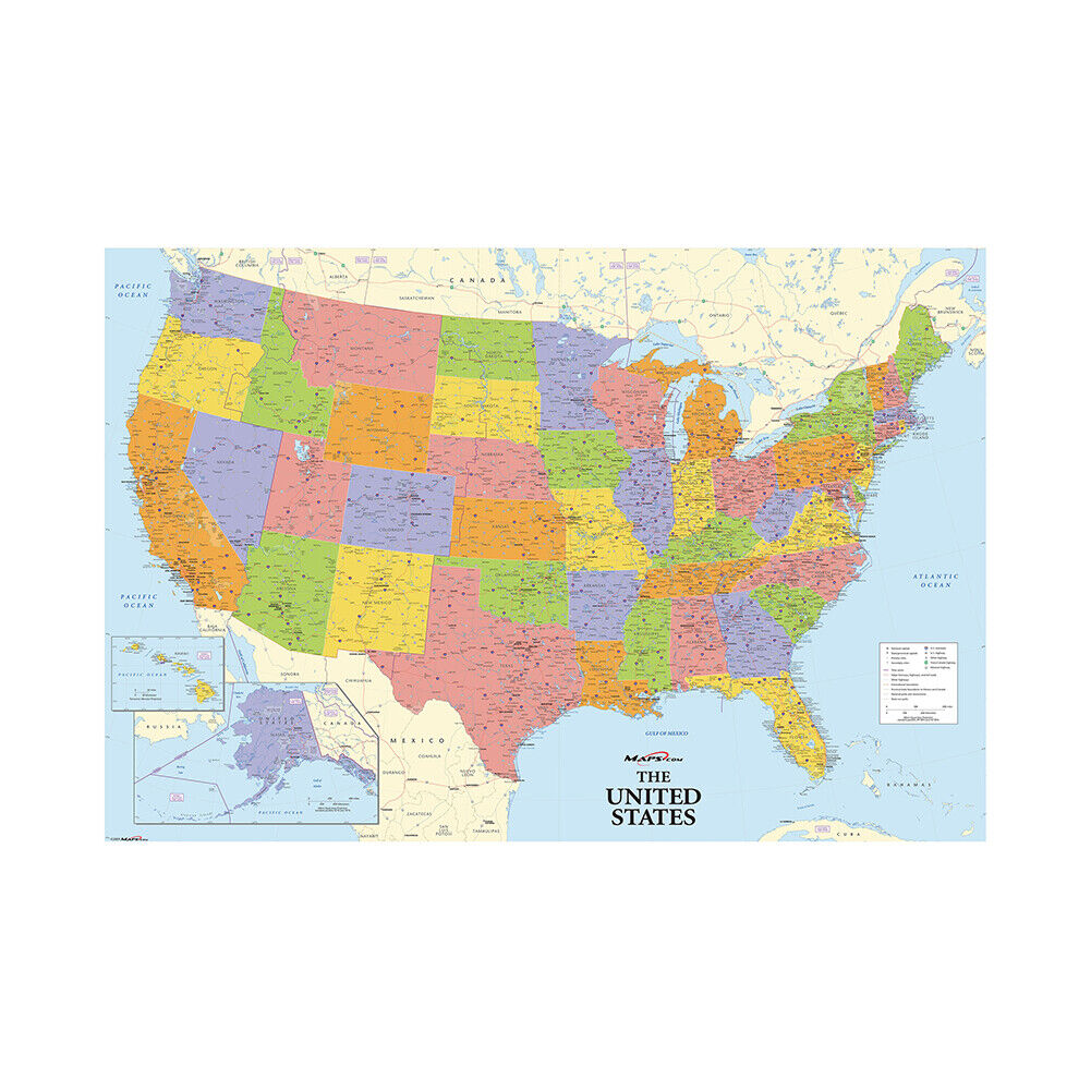 large print map of the united states