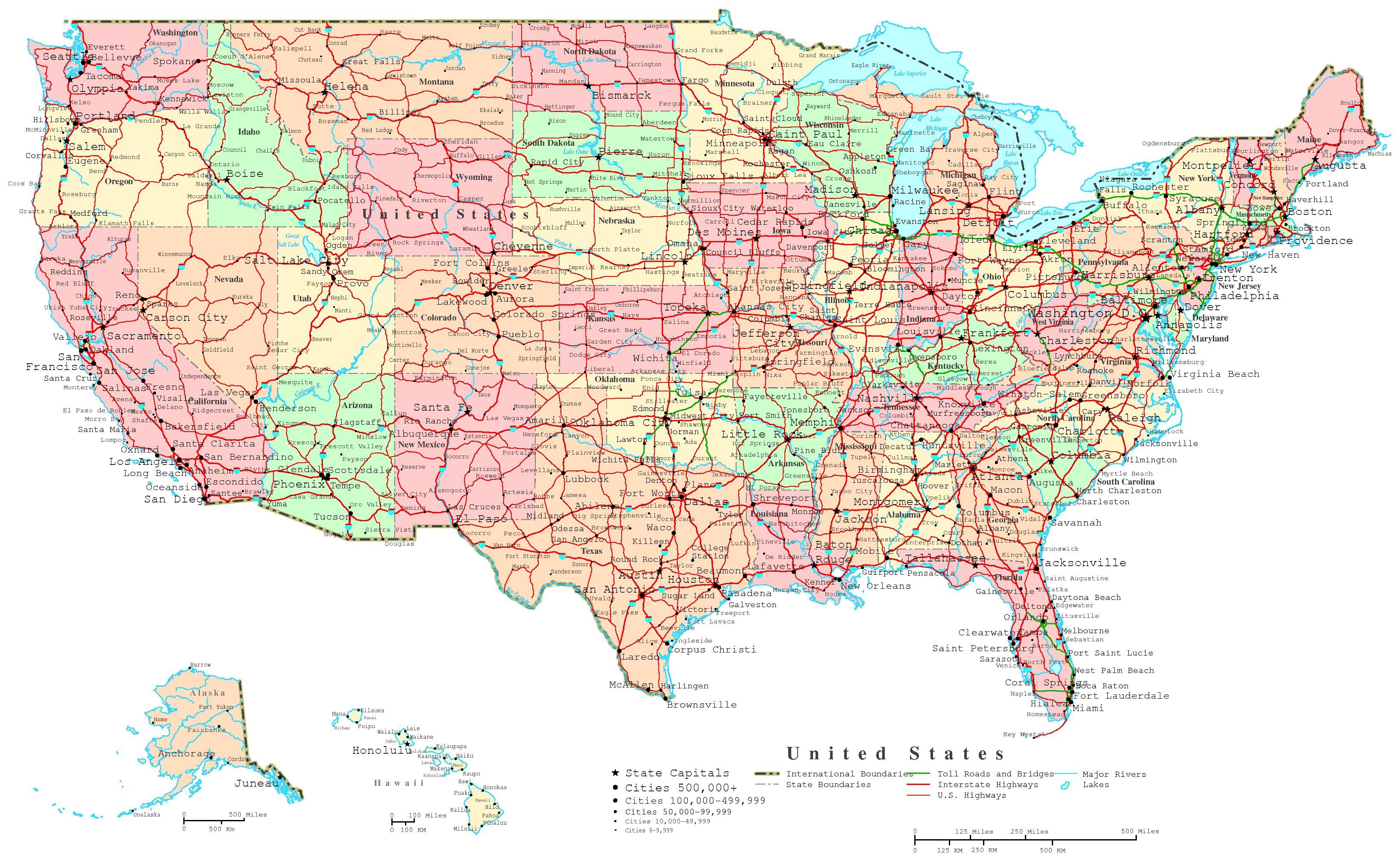 large print map of the united states