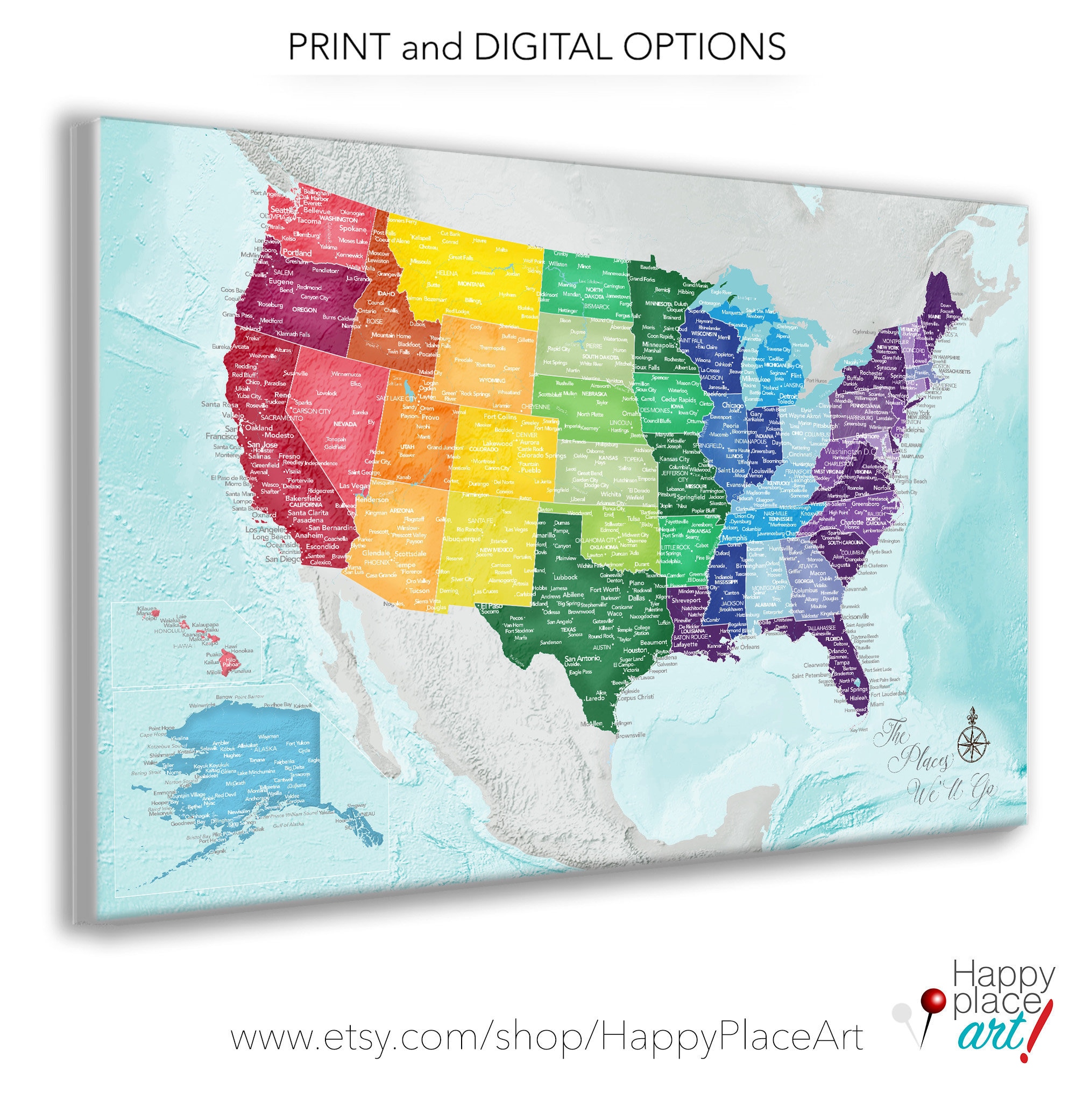 large print map of the united states