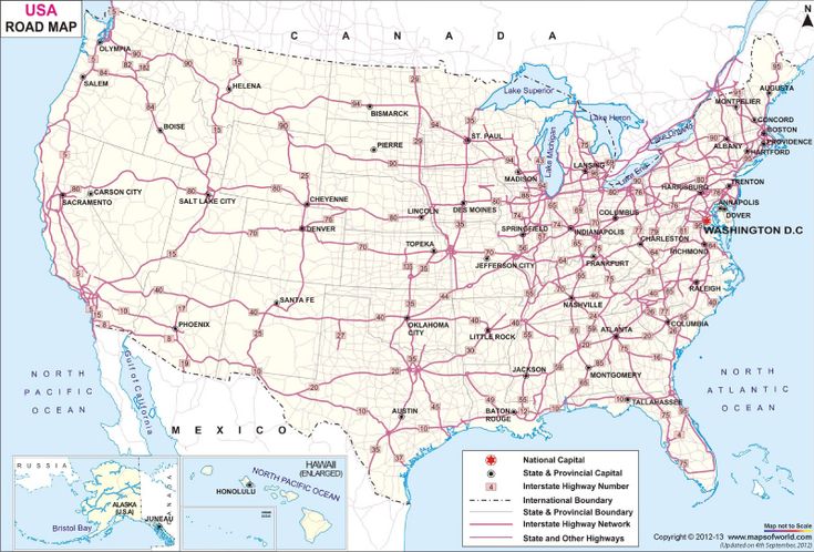 US Road Map, Road Map of USA