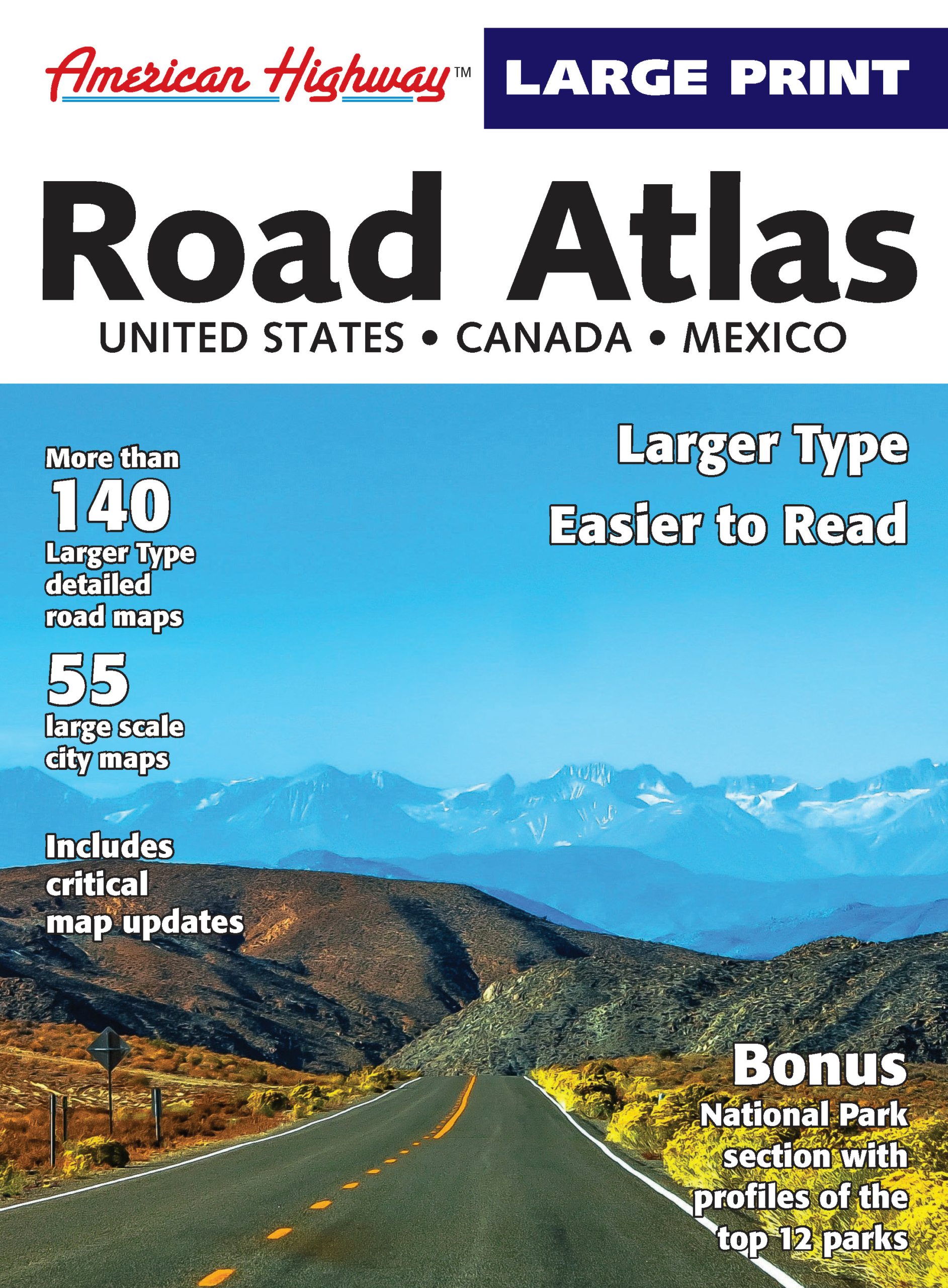 large print us road map