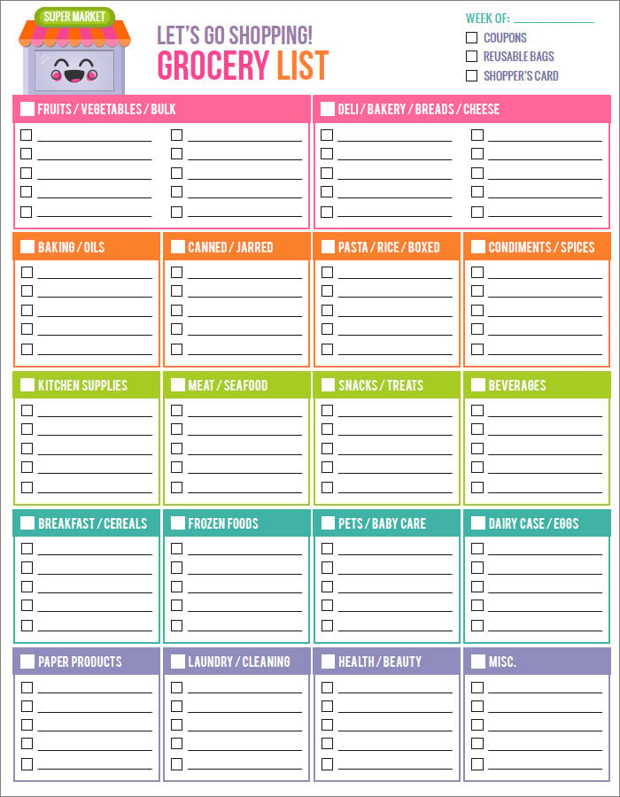 Grocery List Template - 15+ Free Word, PDF Documents Download