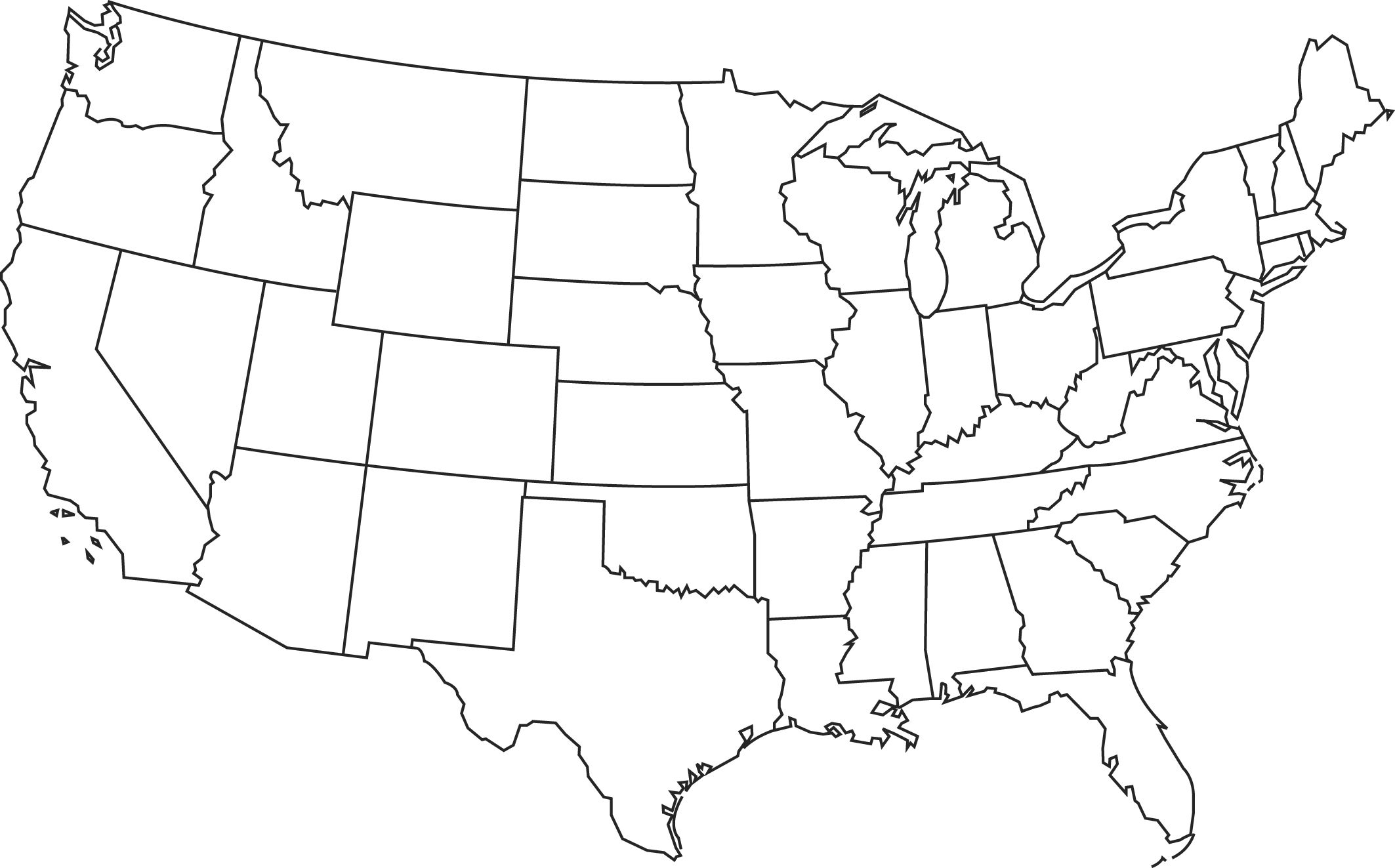 large printable outline map of the united states