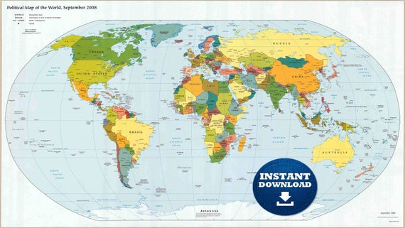 large printable political map of the world