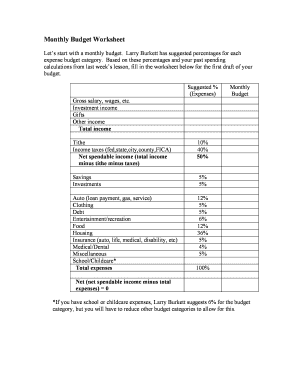 larry burkett budget worksheet