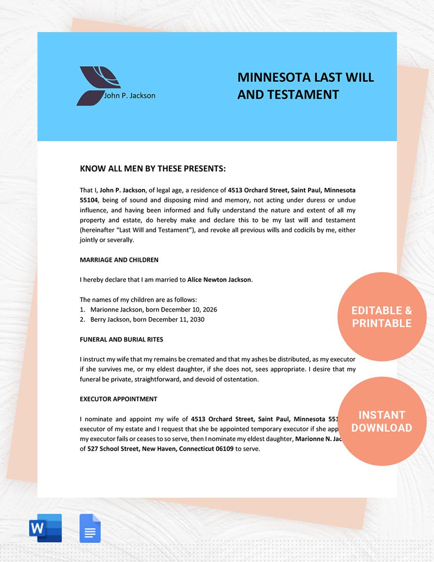 last will and testament worksheet