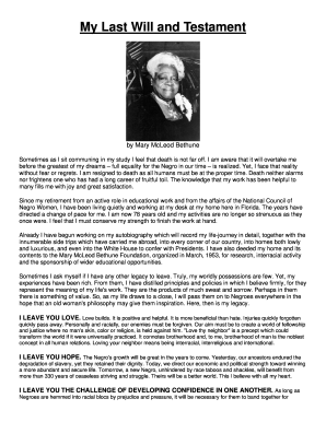 Mary Bethune Last Will and Testament | airSlate SignNow