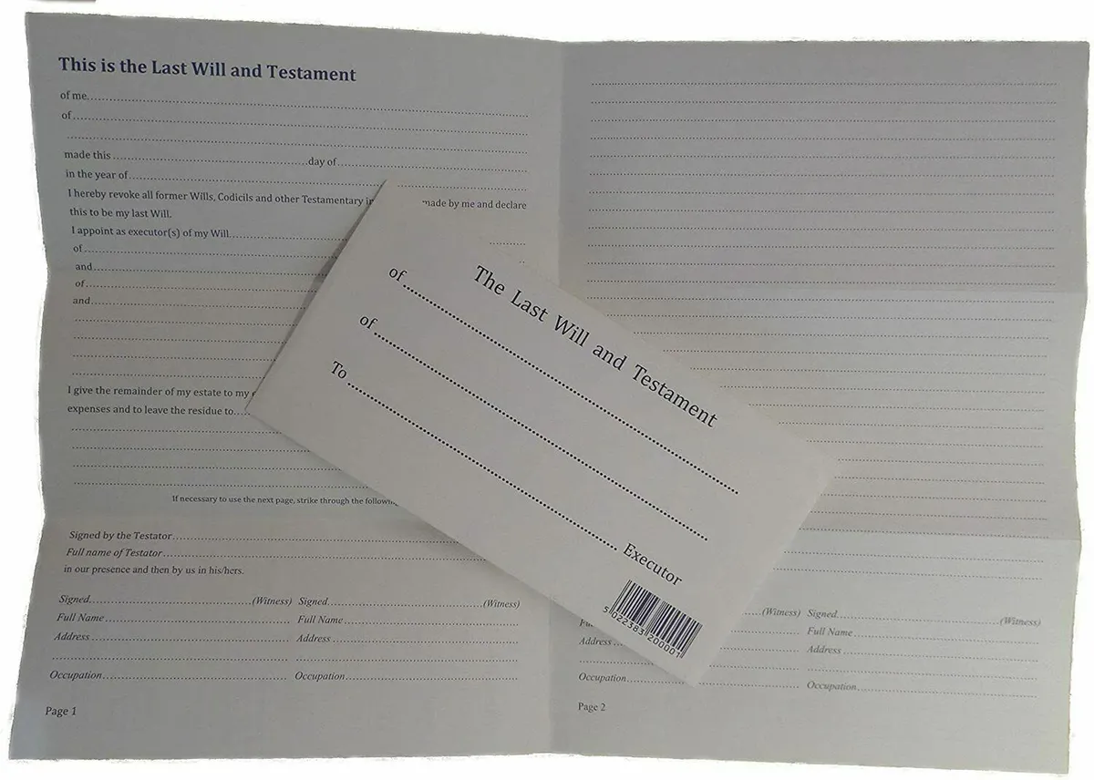 Last Will And Testament Form Printed Envelope and Example Sealed