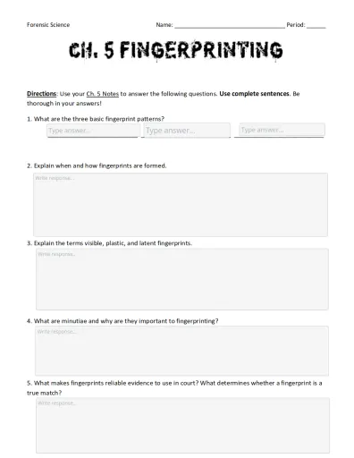 Fingerprints Review Interactive Worksheet - Edform