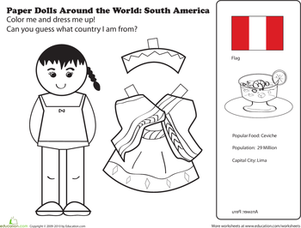 Paper Dolls Around the World: Latin America II | Worksheet ...