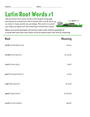 latin root word worksheet
