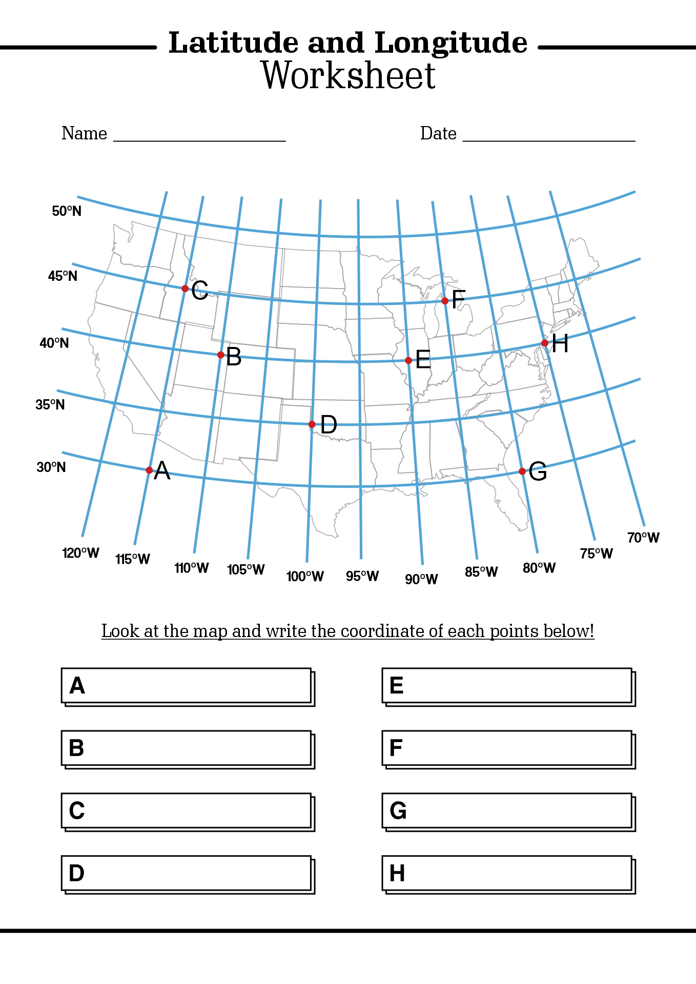 latitude and longitude elementary worksheet