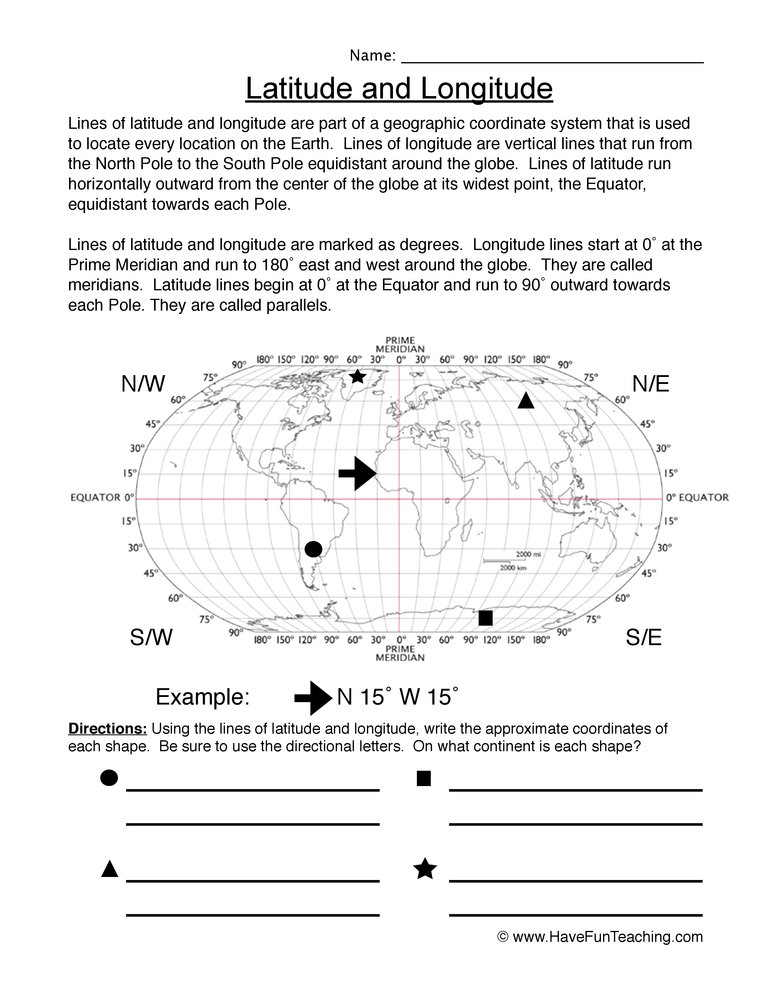 latitude and longitude lines worksheet