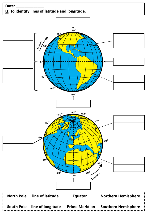 latitude and longitude lines worksheet