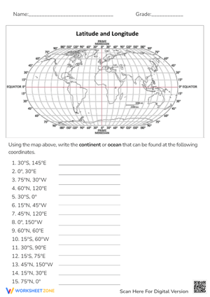 Free Collection Of Latitude and Longitude Worksheets - Worksheets Library