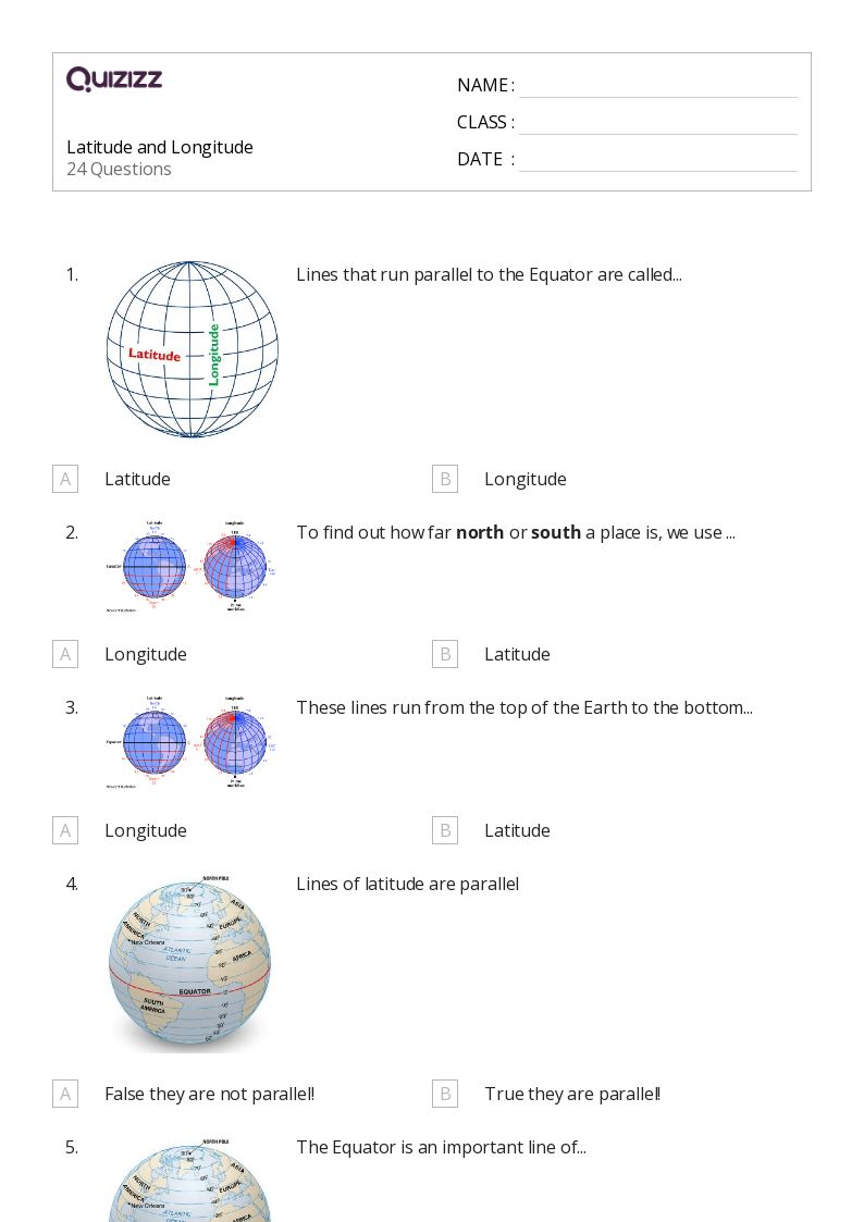 50+ latitude and longitude worksheets on Quizizz | Free &  Printable