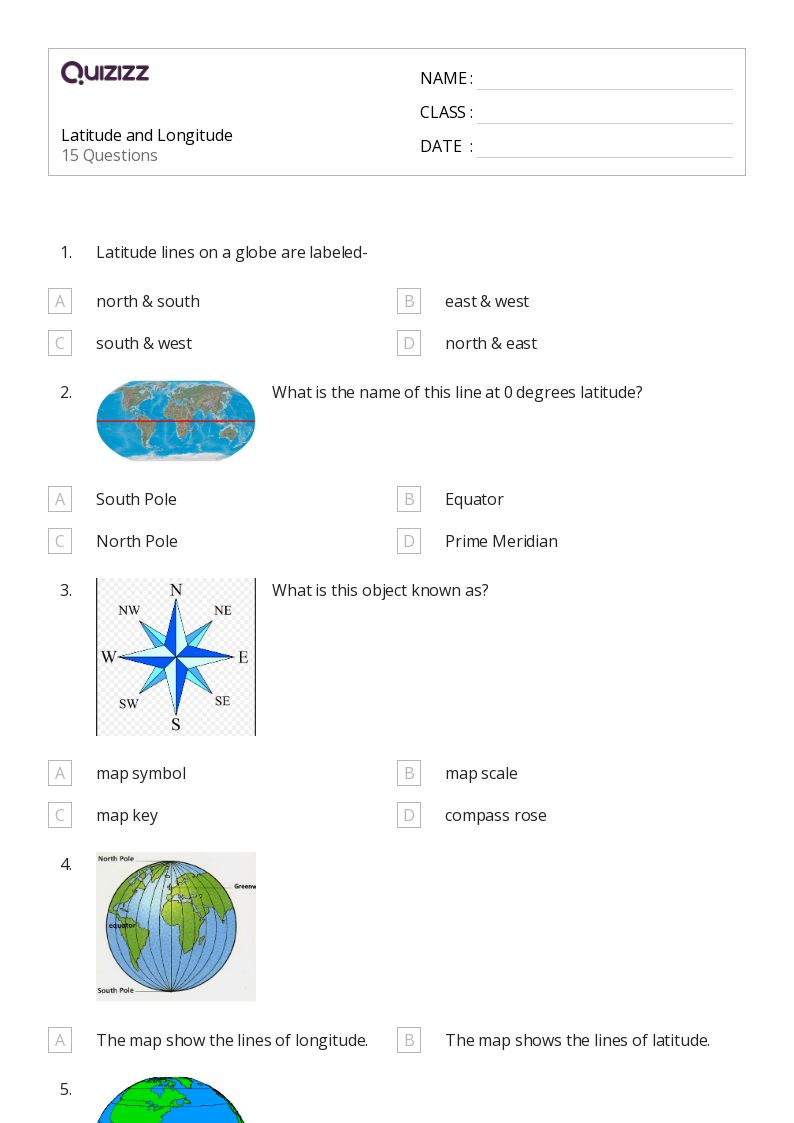 latitude and longitude worksheet 3rd grade