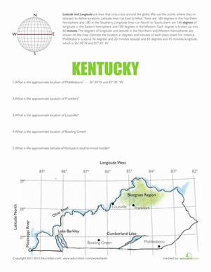 latitude and longitude worksheet middle school
