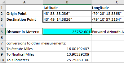 How to Calculate Distance in Excel Latitude and Longitude