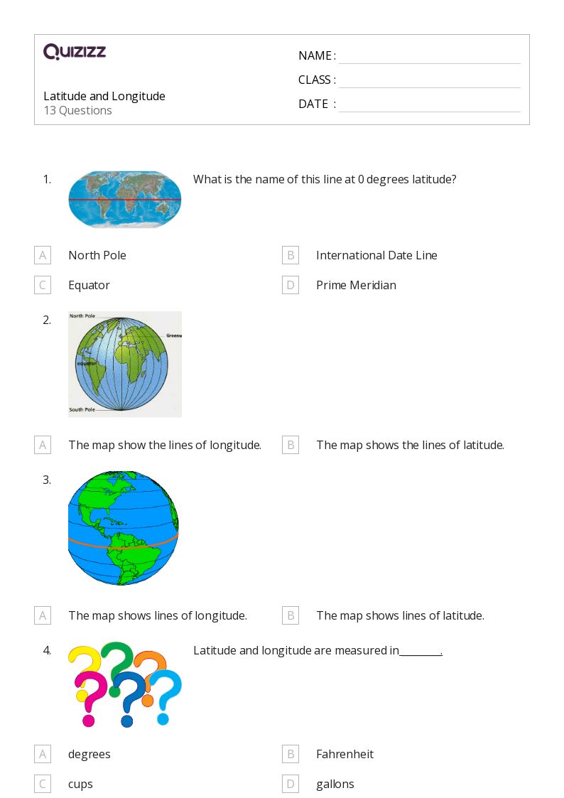 latitude worksheet